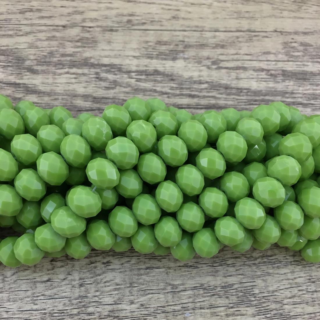 Faceted Rondelle Olive Green Glass Beads | Bellaire Wholesale