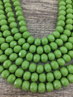 Faceted Rondelle Olive Green Glass Beads | Bellaire Wholesale