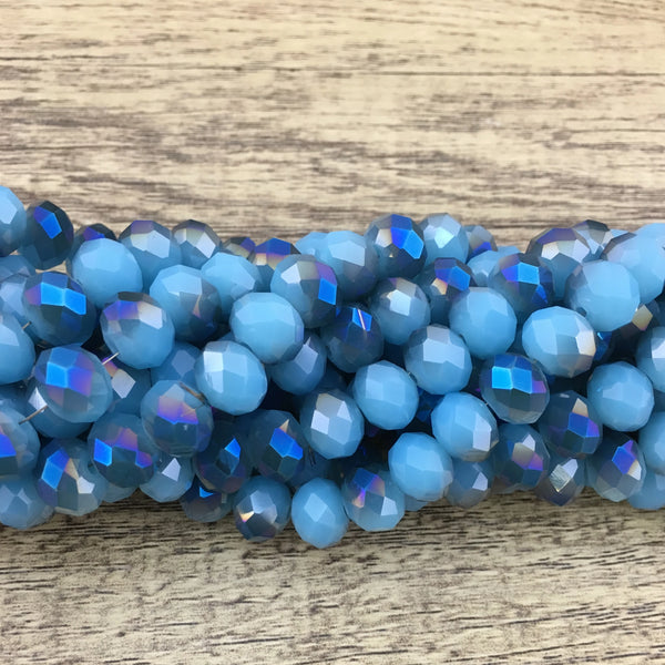 10mm Faceted Rondelle Half Coated Glass Bead | Bellaire Wholesale