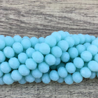 10mm Faceted Rondelle Opaque Baby Blue Glass Bead | Bellaire Wholesale