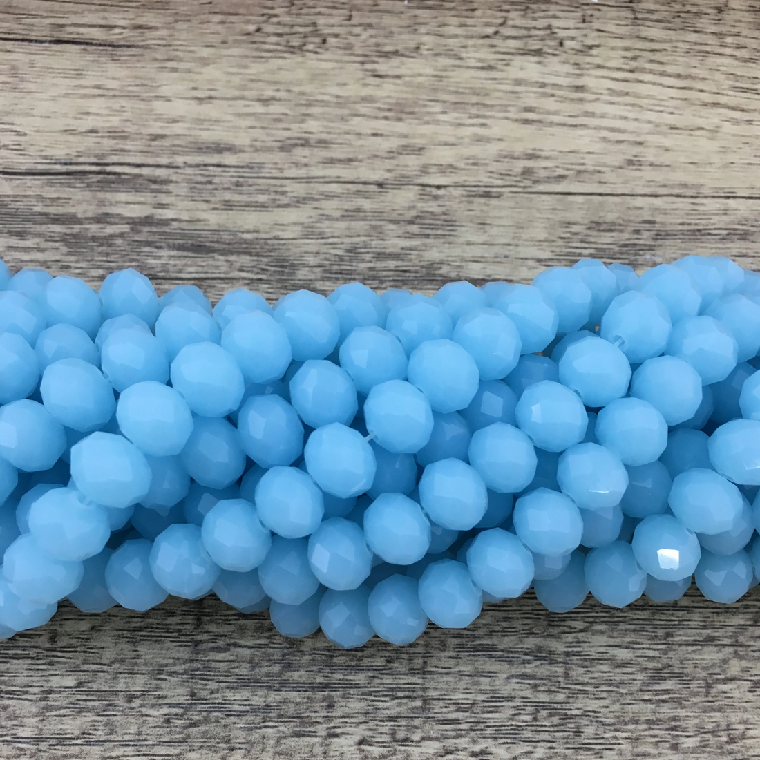 10mm Faceted Rondelle Opaque Light Blue Glass Bead| Bellaire Wholesale