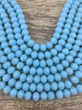 10mm Faceted Rondelle Opaque Light Blue Glass Bead| Bellaire Wholesale