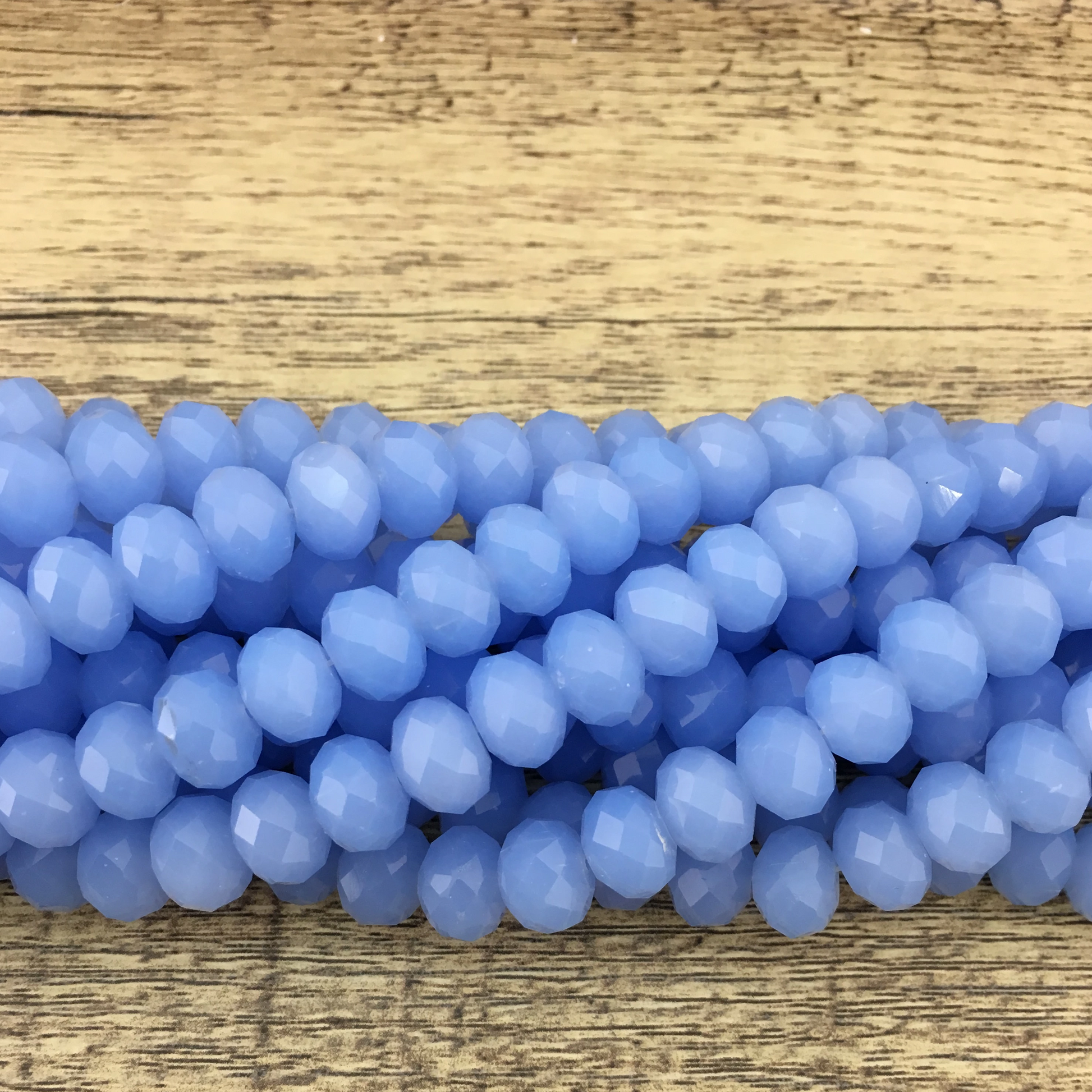 10mm Faceted Rondelle Opaque Blue Glass Bead | Bellaire Wholesale