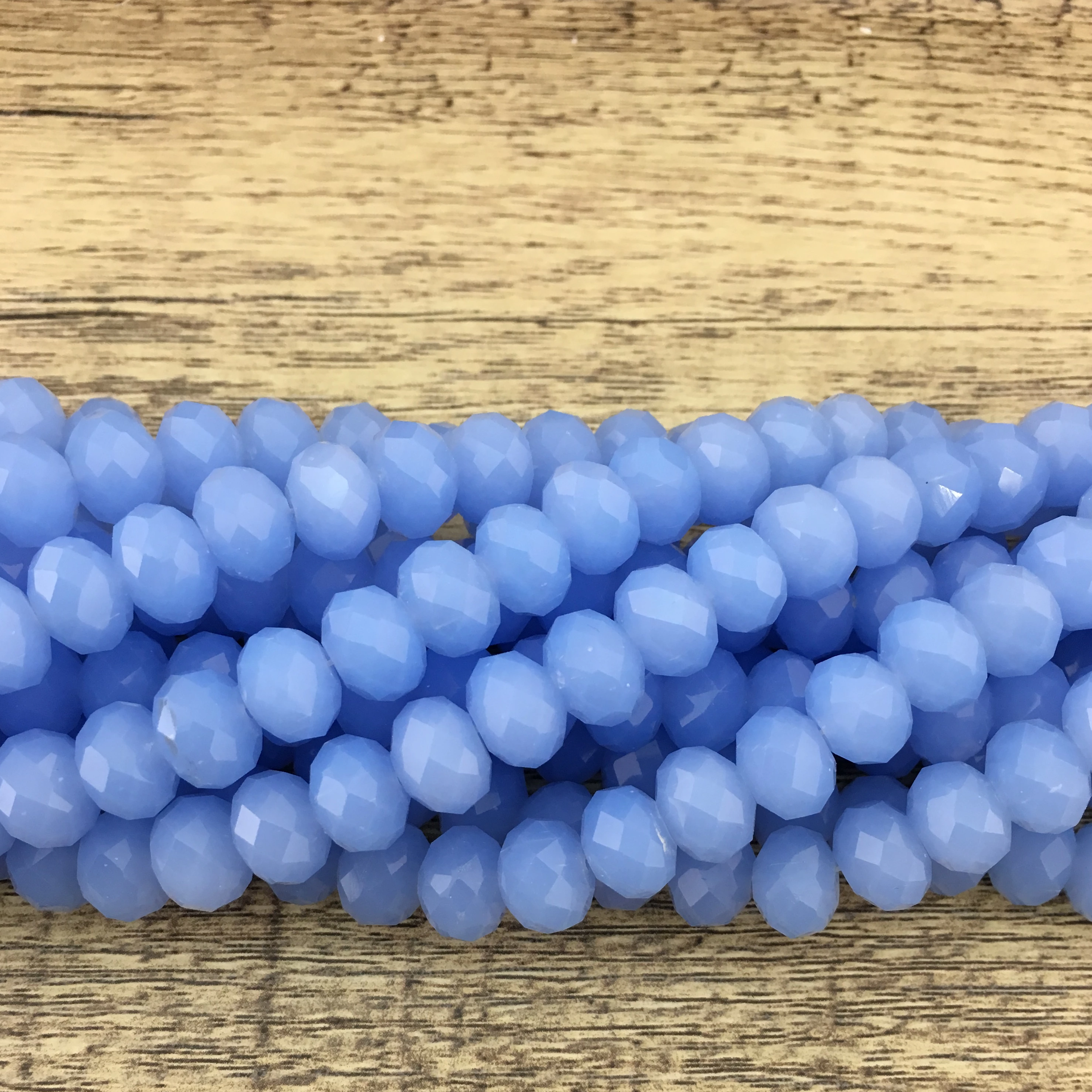 10mm Faceted Rondelle Opaque Blue Glass Bead | Bellaire Wholesale