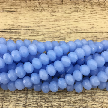 10mm Faceted Rondelle Opaque Blue Glass Bead | Bellaire Wholesale