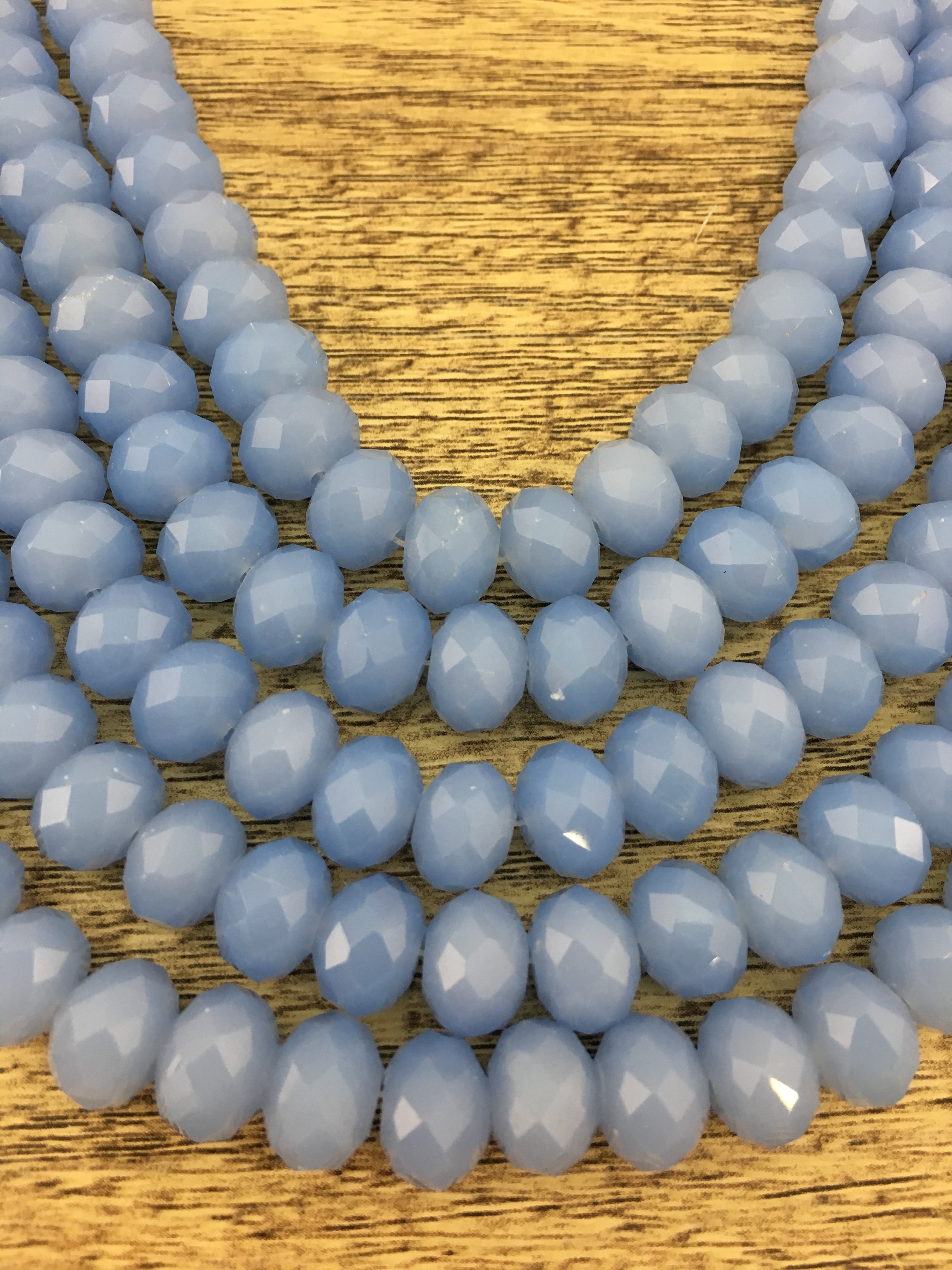 10mm Faceted Rondelle Opaque Blue Glass Bead | Bellaire Wholesale