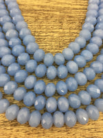 10mm Faceted Rondelle Opaque Blue Glass Bead | Bellaire Wholesale