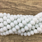 12mm Faceted Rondelle Chalk White Glass Bead | Bellaire Wholesale
