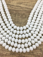 12mm Faceted Rondelle Chalk White Glass Bead | Bellaire Wholesale