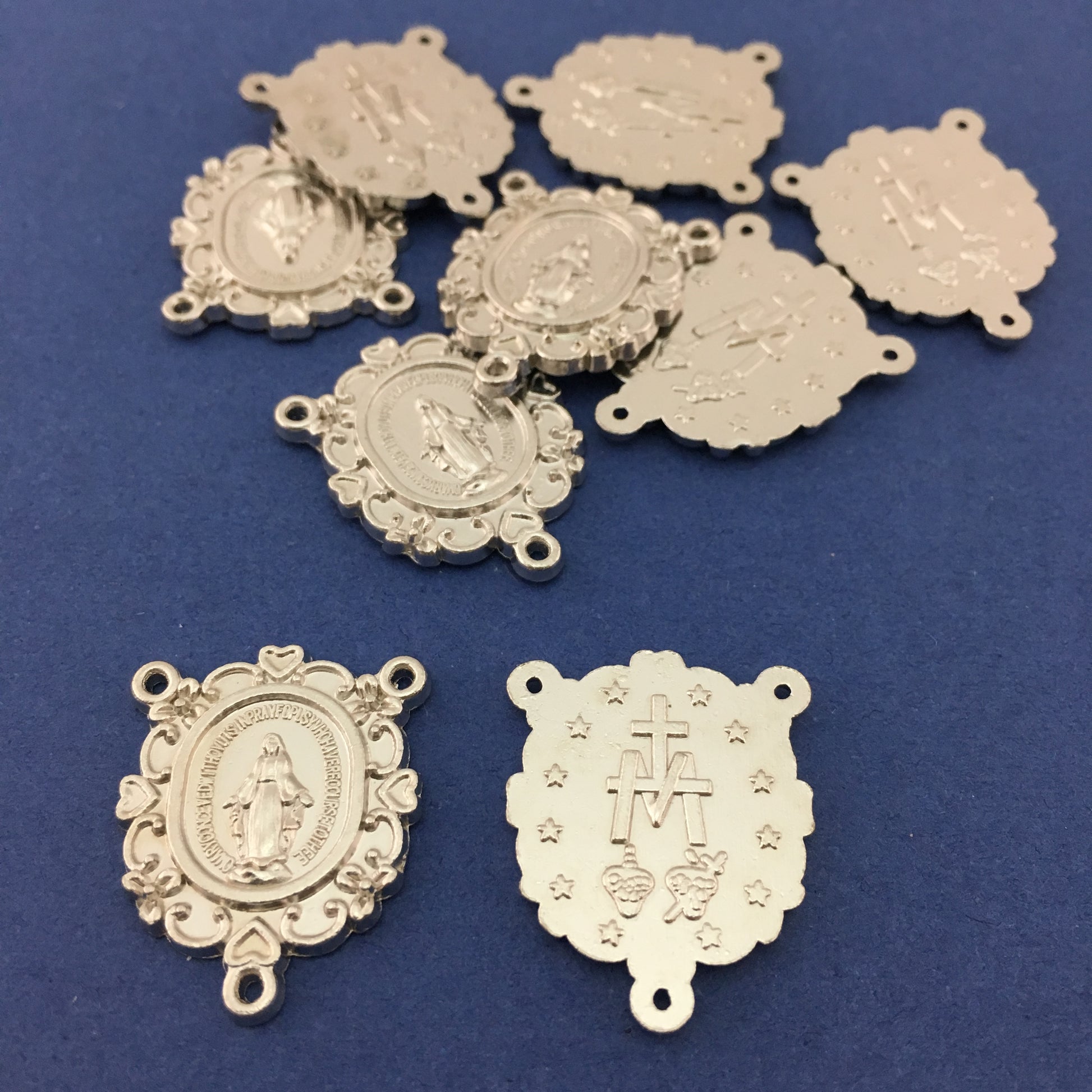 Alloy Miraculous Mary Silver Rosary Center Piece | Bellaire Wholesale