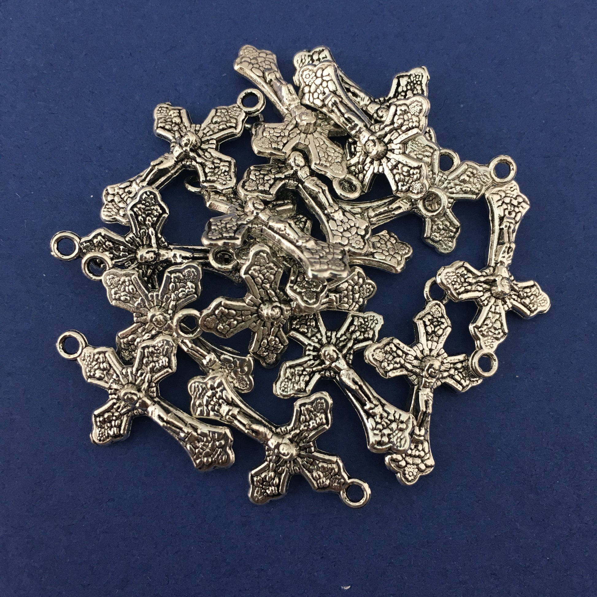 Silver Small 2 Sided Alloy Crucifix Cross Charm | Bellaire Wholesale