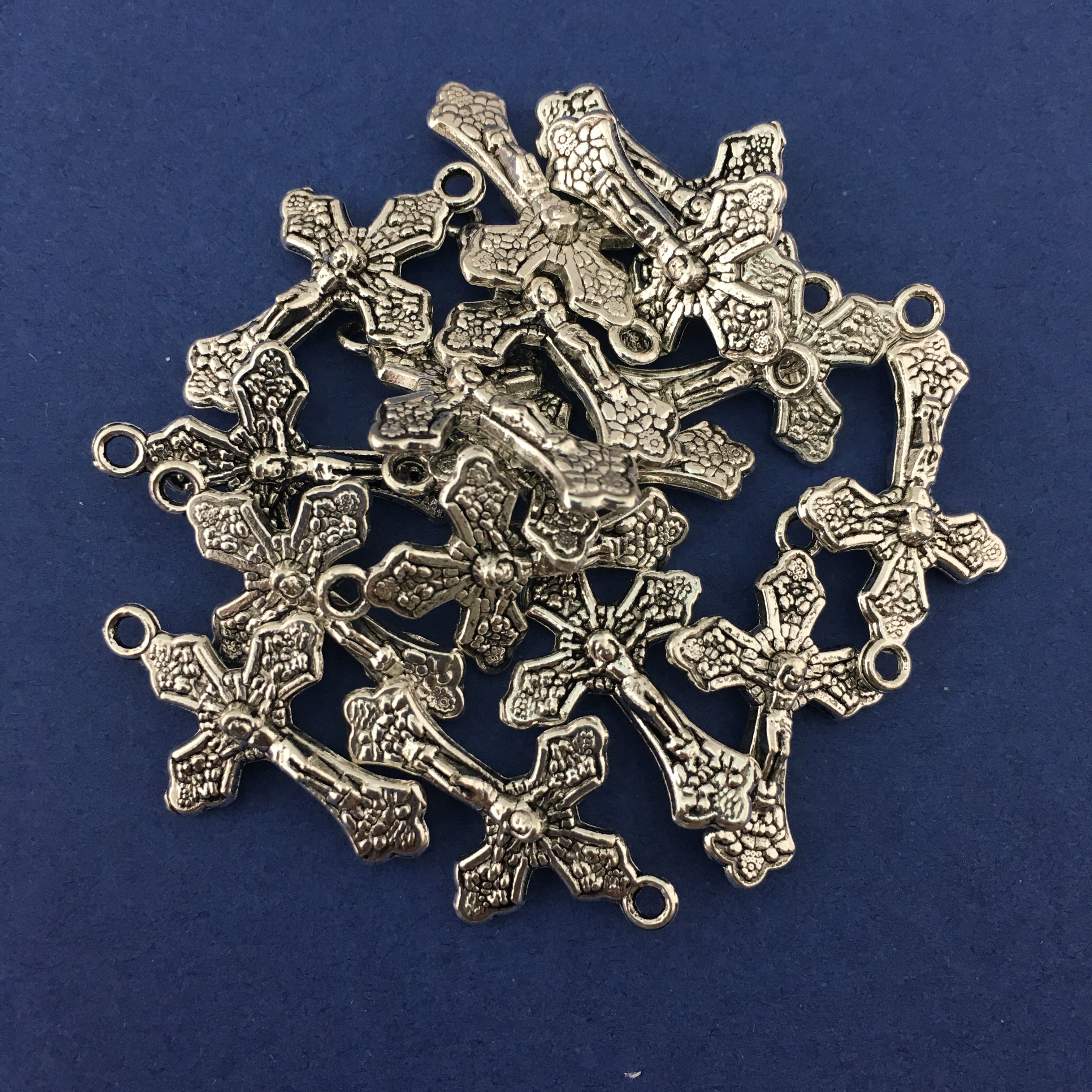 Silver Small 2 Sided Alloy Crucifix Cross Charm | Bellaire Wholesale