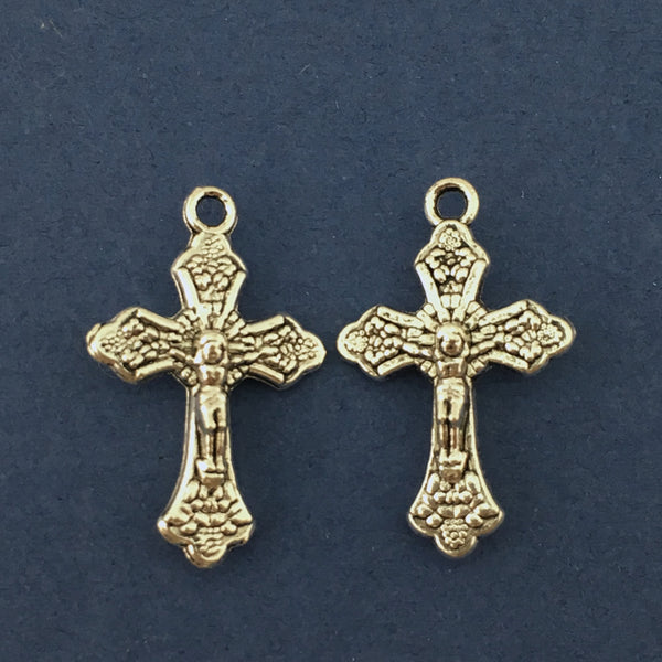 Silver Small 2 Sided Alloy Crucifix Cross Charm | Bellaire Wholesale