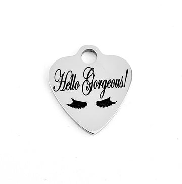 Hello Gorgeous Engraved Heart Charm | Bellaire Wholesale