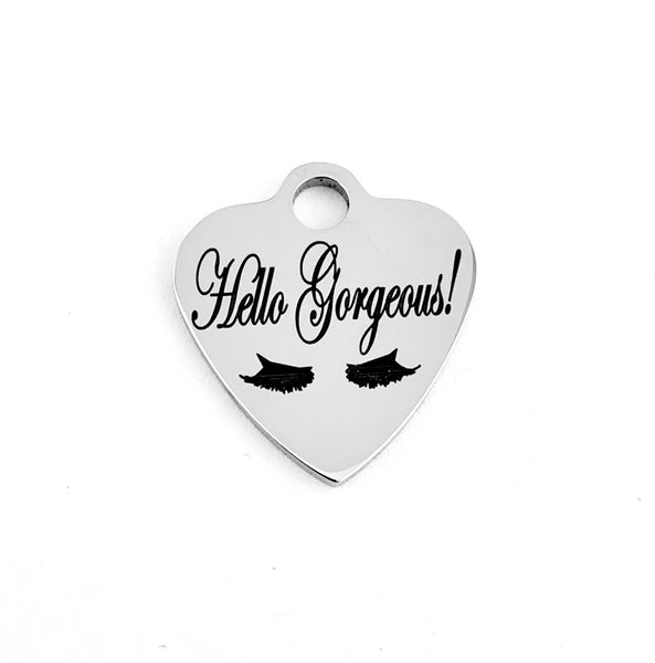 Hello Gorgeous Engraved Heart Charm | Bellaire Wholesale