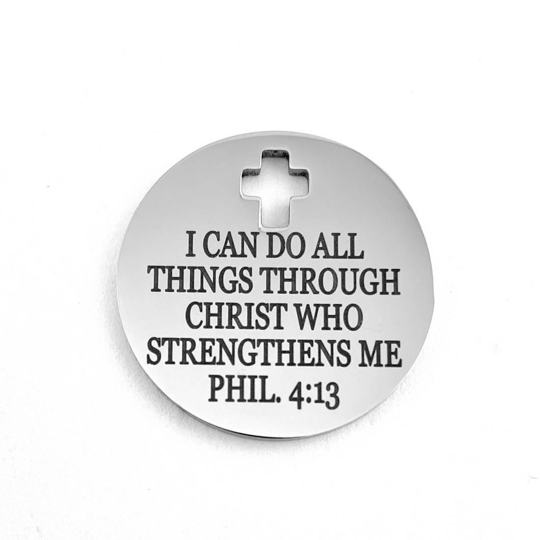 Philippians 4 13 Cross Cut Personalized Charm | Bellaire Wholesale