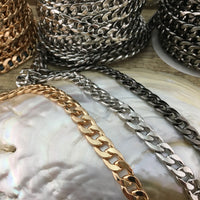Silver Alloy Curb Flat Chain | Bellaire Wholesale