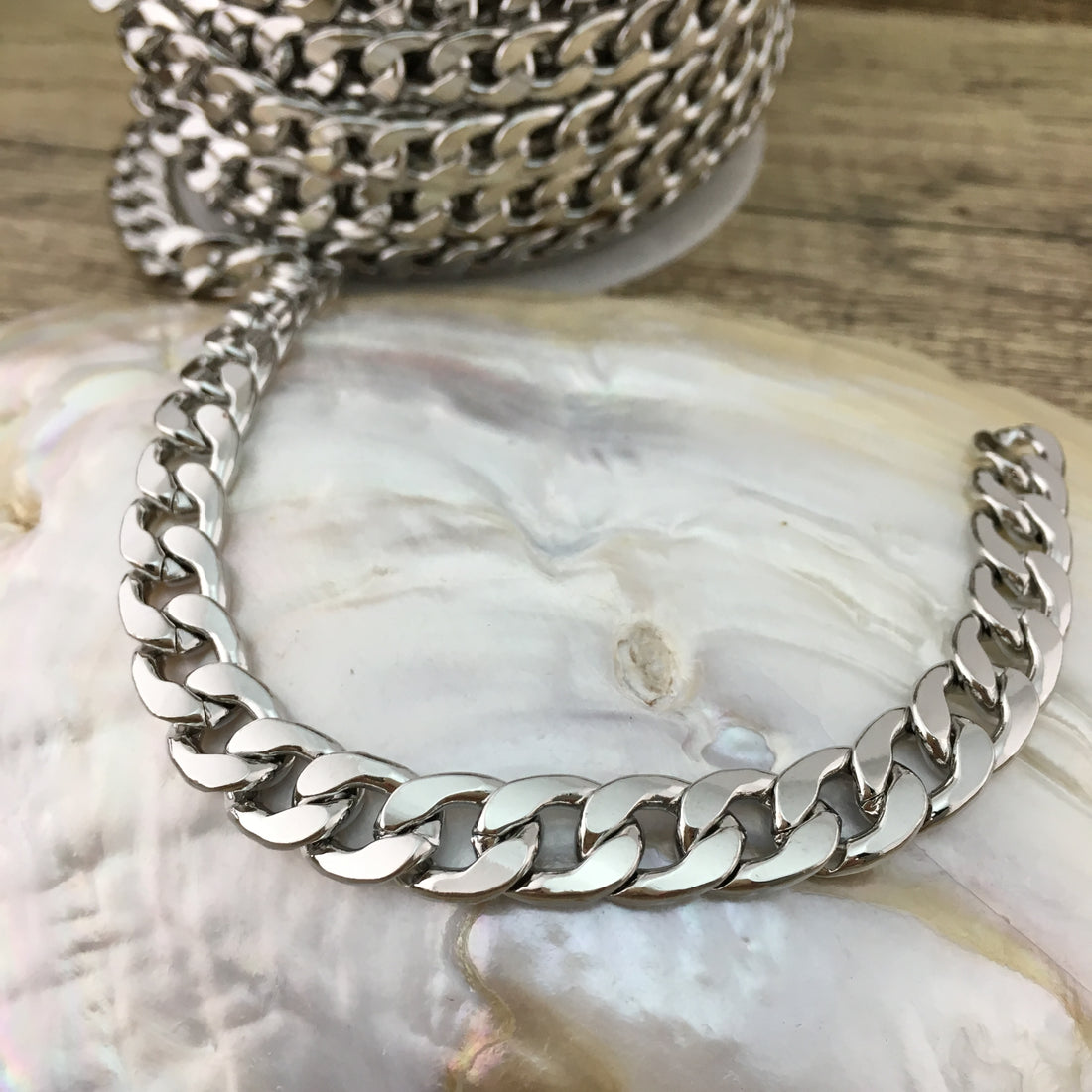 Silver Alloy Curb Flat Chain | Bellaire Wholesale