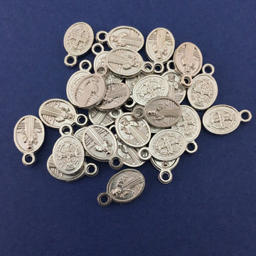 Silver 2 Sided Alloy Saint Alloy Charm | Bellaire Wholesale