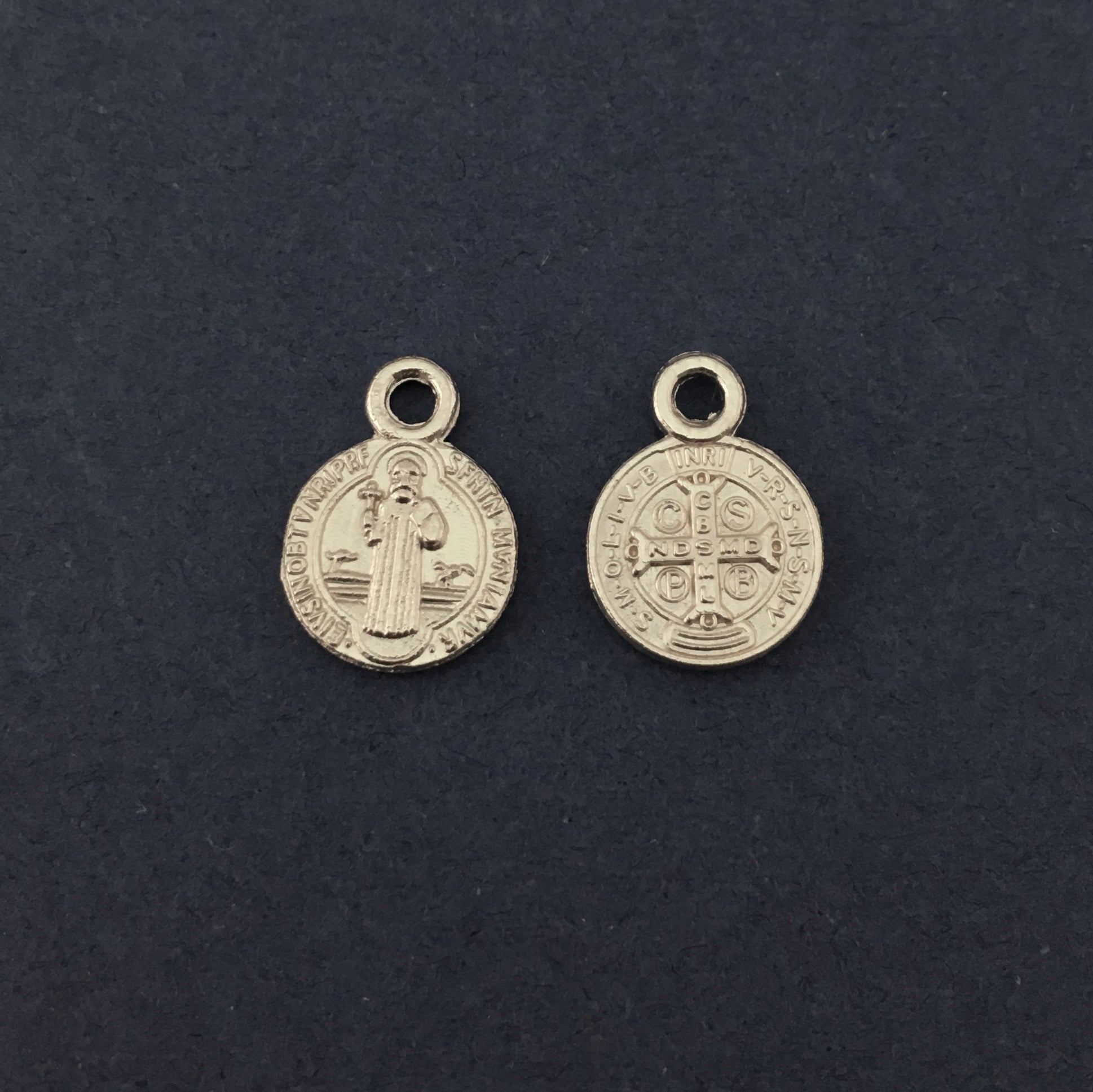 Round Silver 2 Sided Alloy Saint Alloy Charm | Bellaire Wholesale