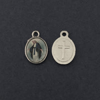 Oval Silver 2 Sided Saint Picture Alloy Charm | Bellaire Wholesale