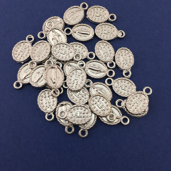 Silver Alloy 2 Sided Miraculous Mary Charm | Bellaire Wholesale