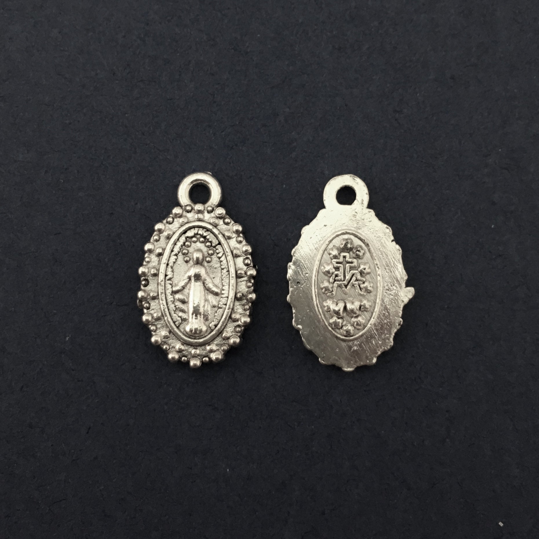 Silver Alloy 2 Sided Miraculous Mary Charm | Bellaire Wholesale