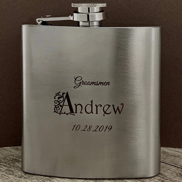 Personalized Groomsmen Gift, Engraved Whiskey Flask | Bellaire Wholesale