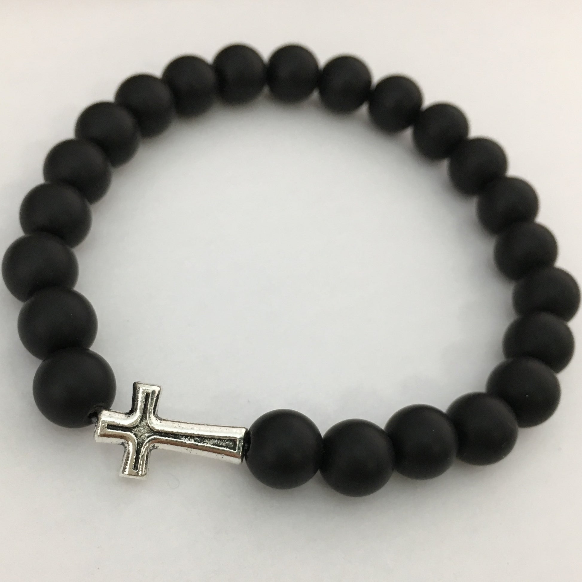 Black Frosted Agate Cross Bracelet | Bellaire Wholesale