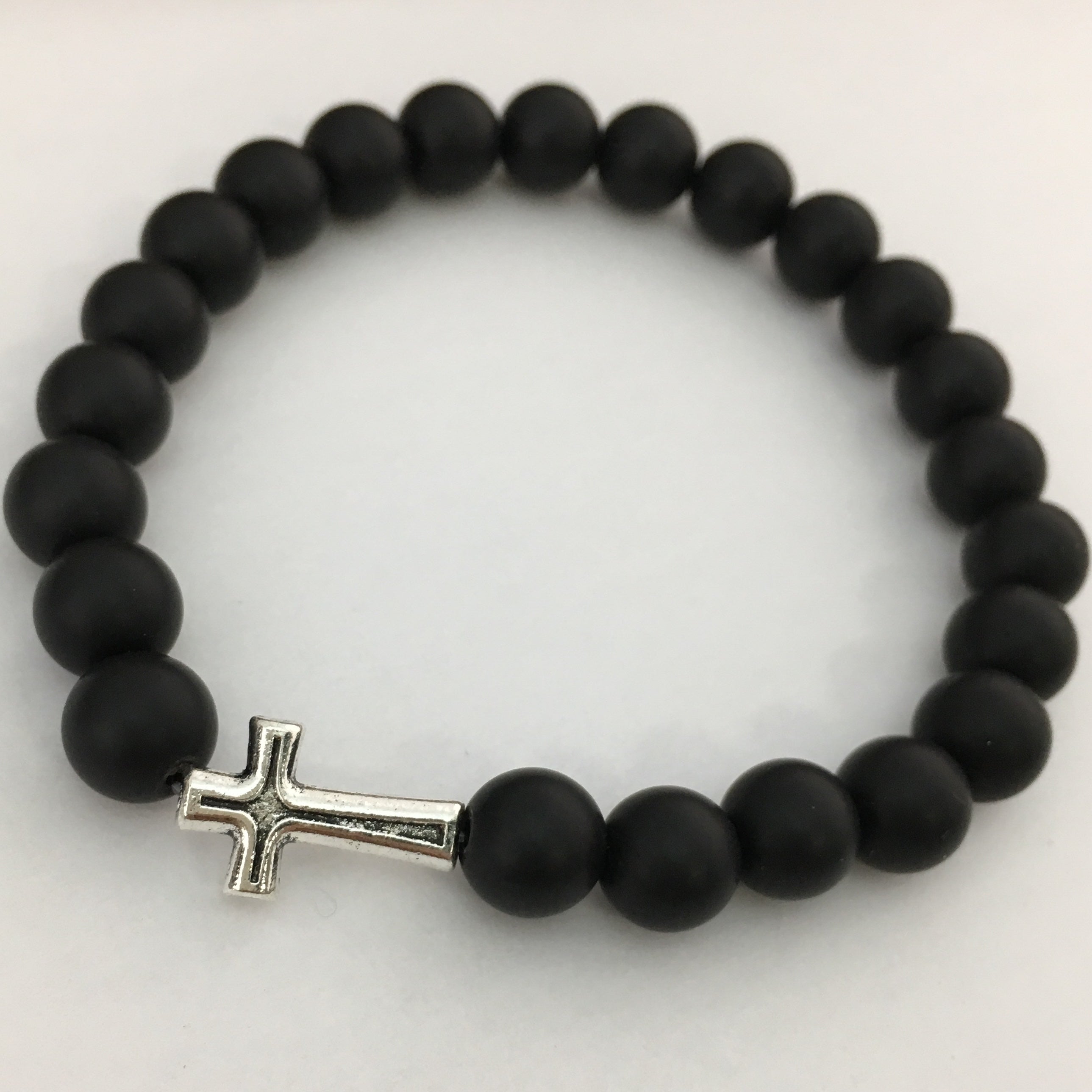 Black Frosted Agate Cross Bracelet | Bellaire Wholesale