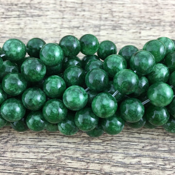 10mm Milky Dark Green Jade Bead | Bellaire Wholesale