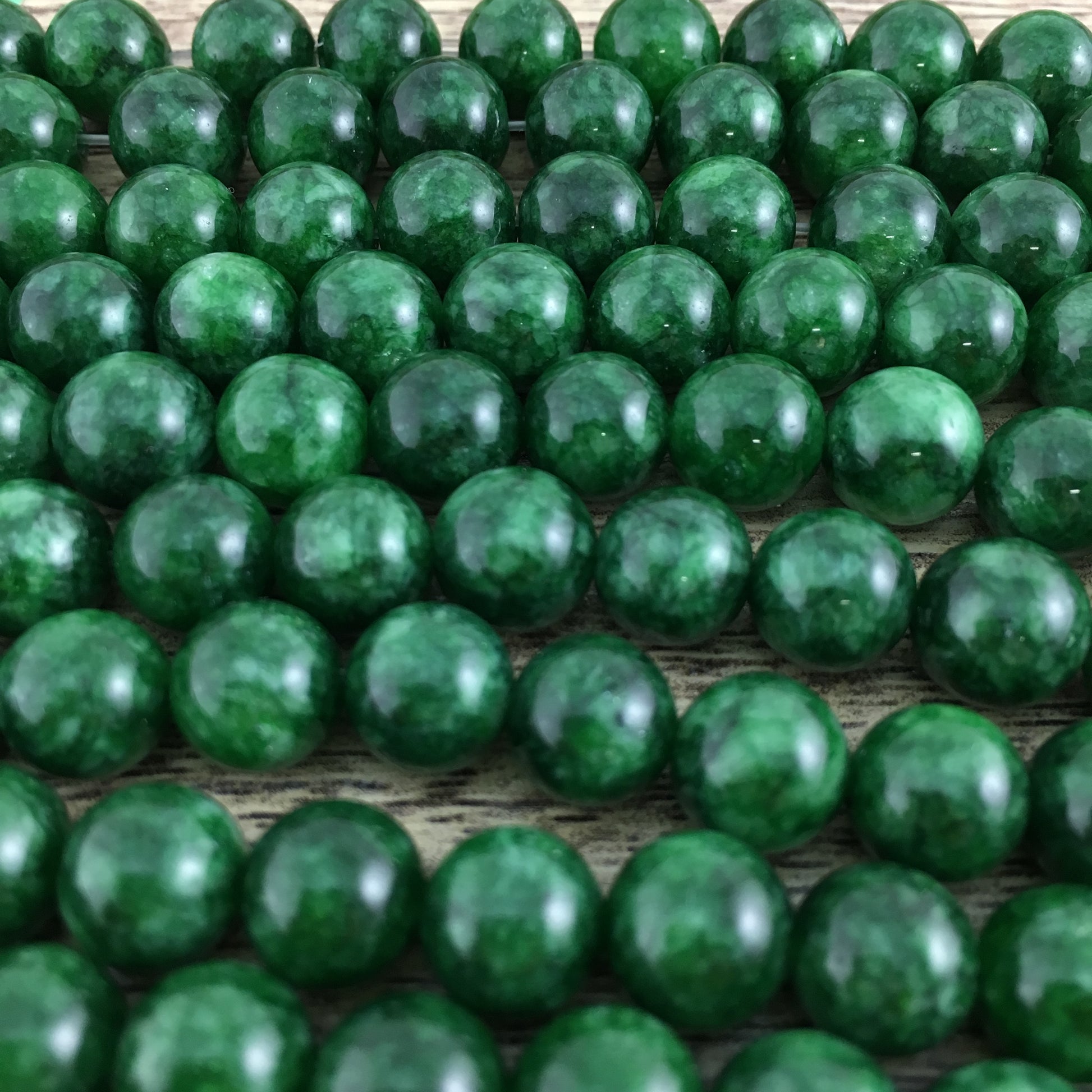 8mm Milky Dark Green Jade Bead | Bellaire Wholesale