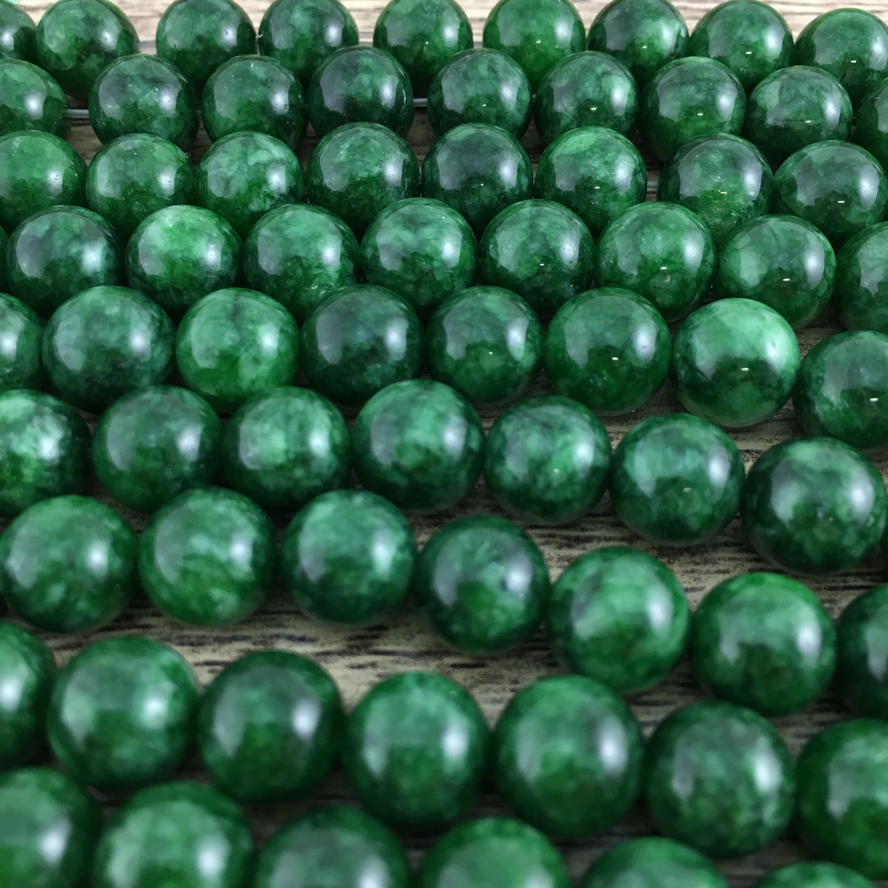 8mm Milky Dark Green Jade Bead | Bellaire Wholesale
