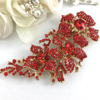 Gold with Red Rhinestones Brooch Pin | Bellaire Wholesale
