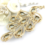 Peacock Shape Brooch Pin Gold with Clear Stones | Bellaire Wholesale