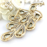 Peacock Shape Brooch Pin Gold with Gold Stones | Bellaire Wholesale