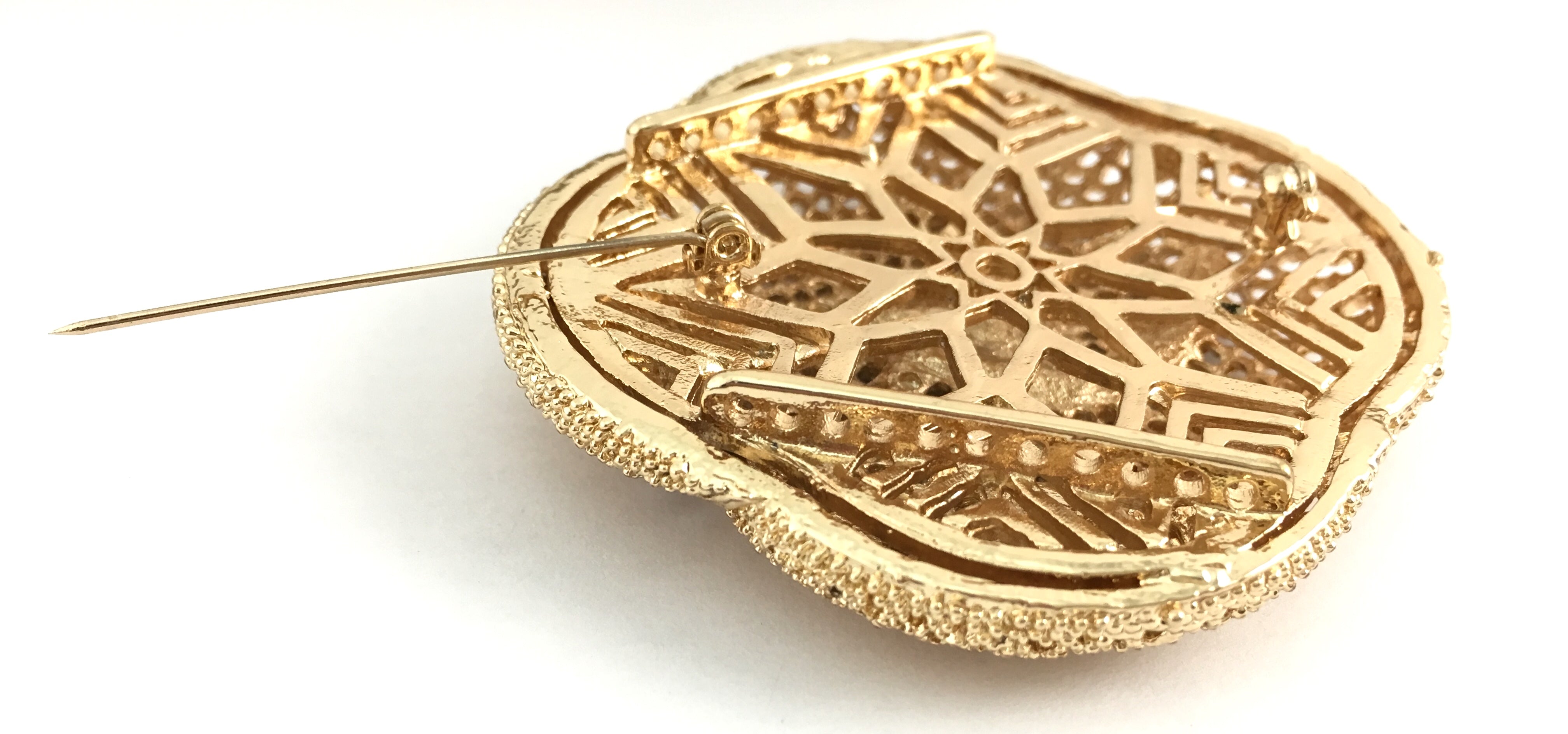 Square Rounded Brooch Pin Gold with Blue Stones | Bellaire Wholesale
