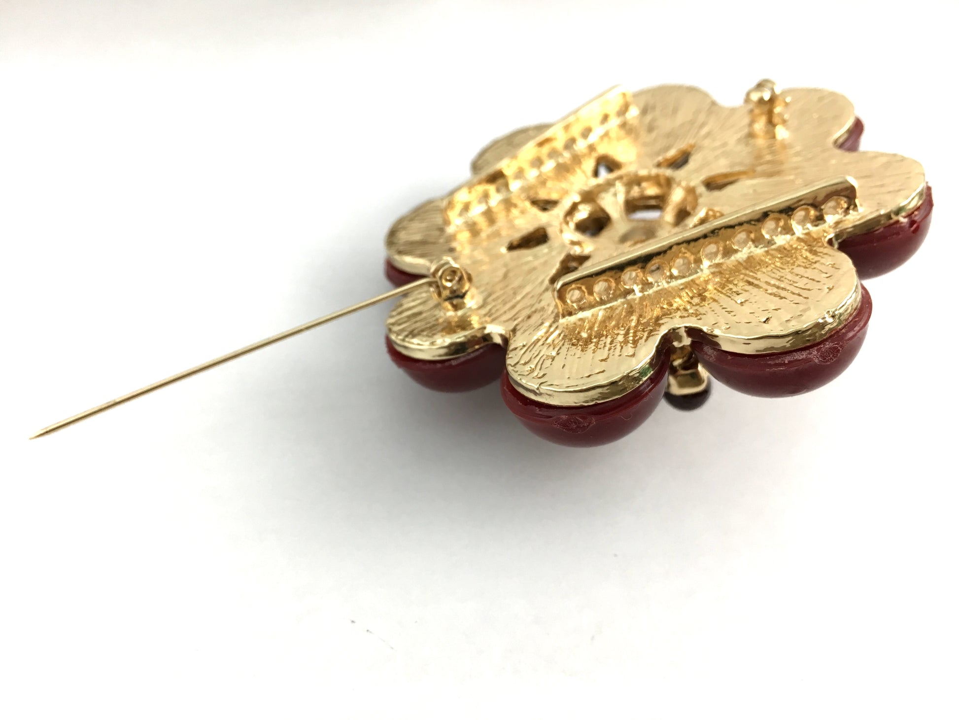 Flower Shape Burgundy Brooch Pin | Bellaire Wholesale