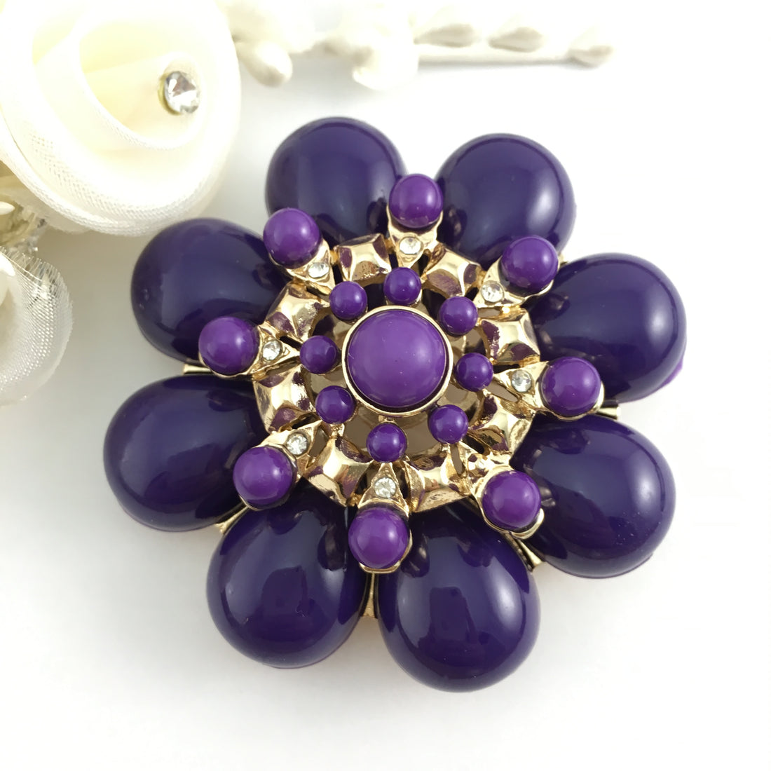 Flower Shape Purple Brooch Pin | Bellaire Wholesale