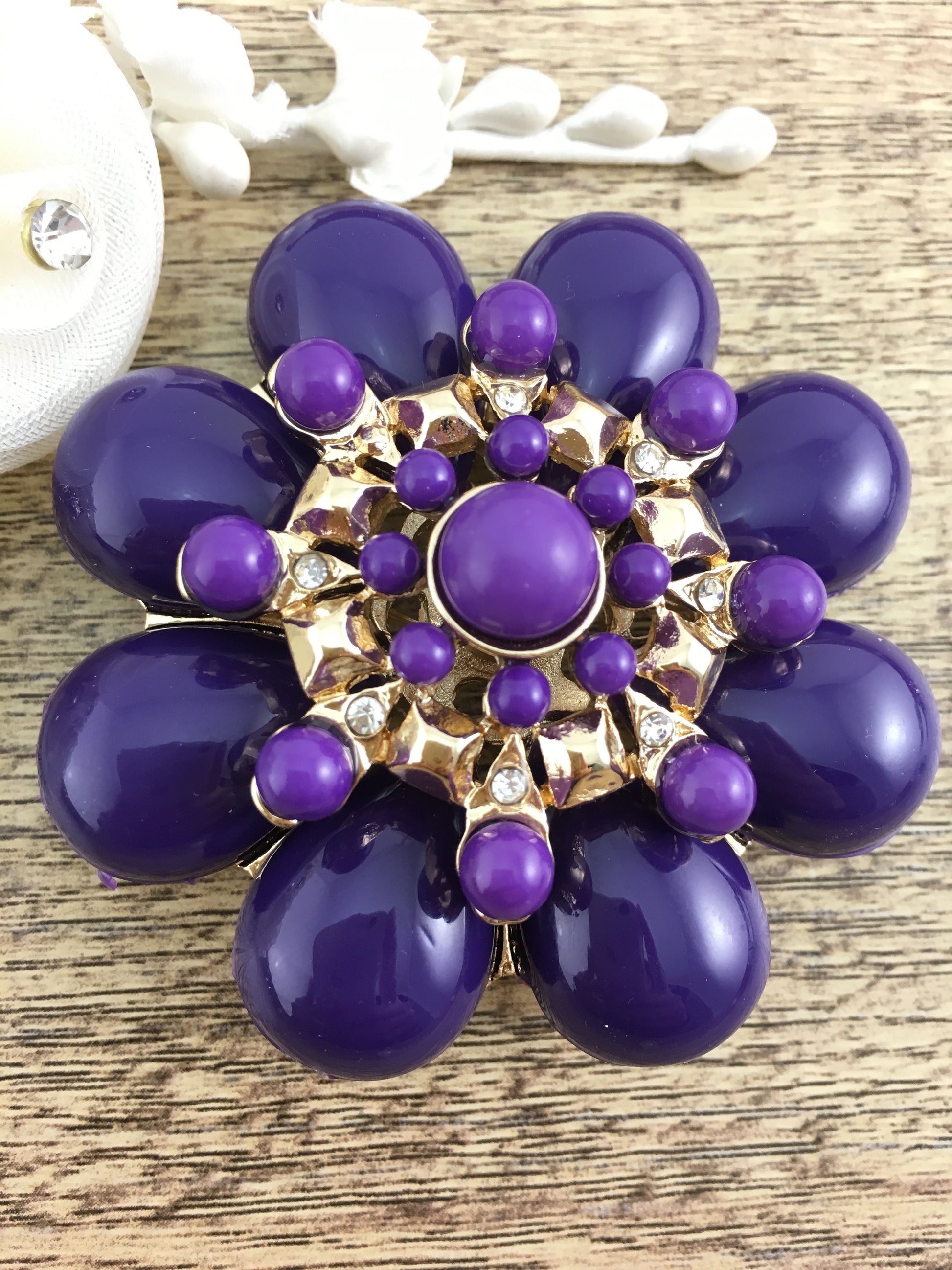 Flower Shape Purple Brooch Pin | Bellaire Wholesale