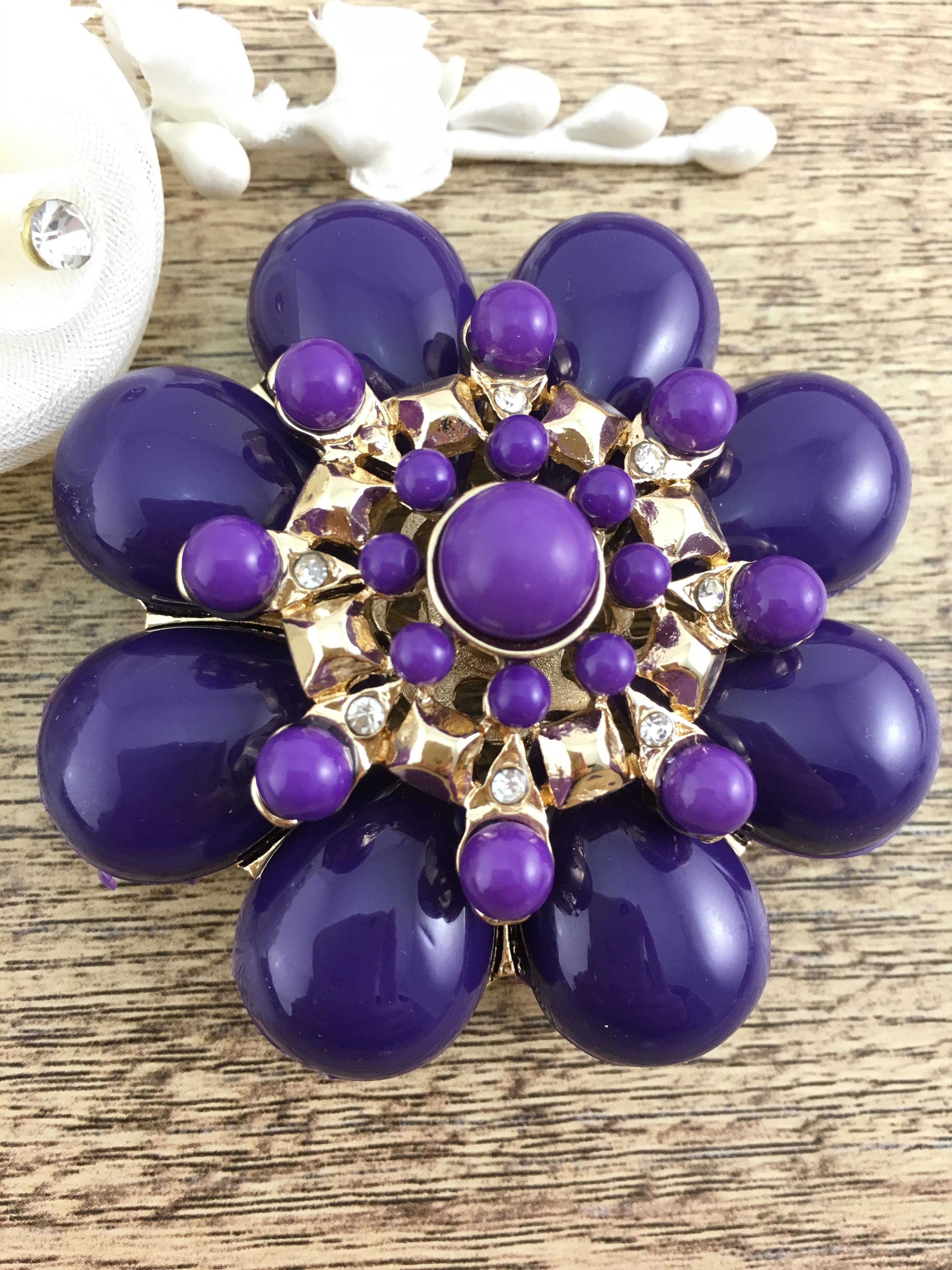 Flower Shape Purple Brooch Pin | Bellaire Wholesale