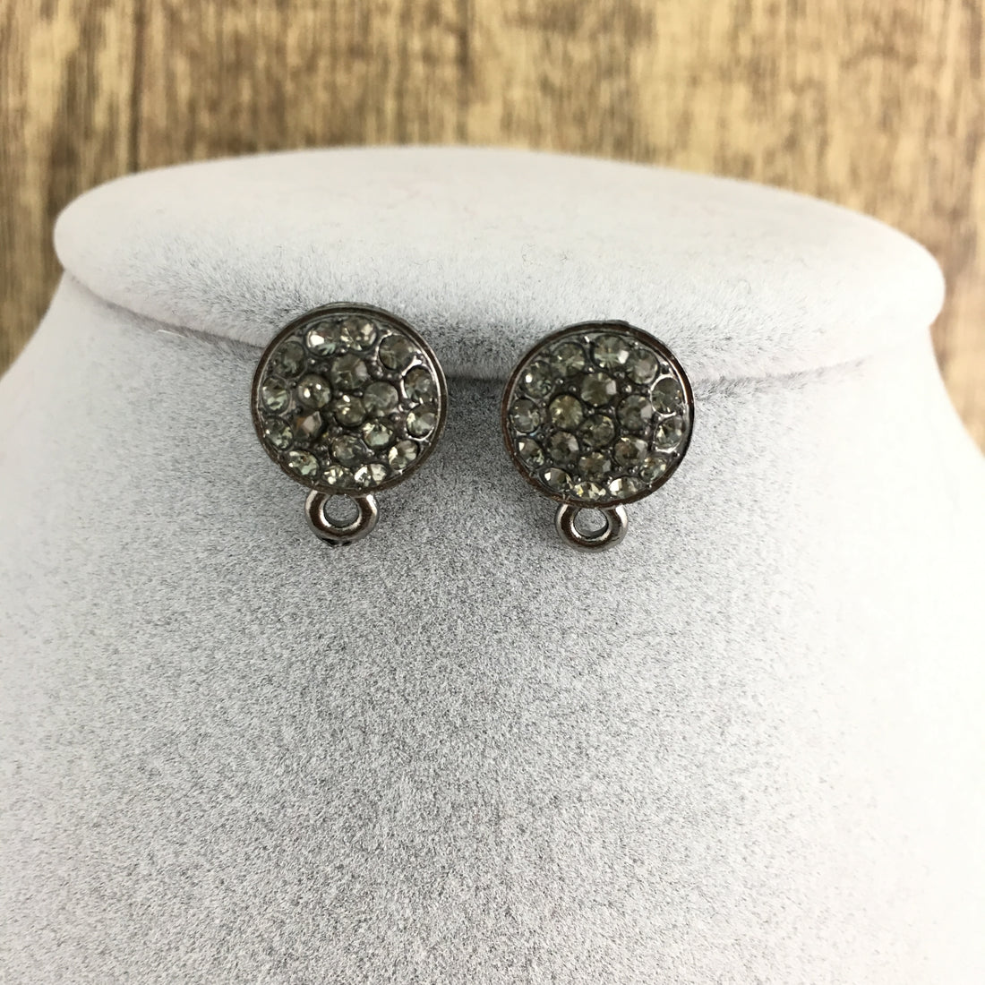 Gunmetal Earring Post with Black Diamond Stones | Bellaire Wholesale