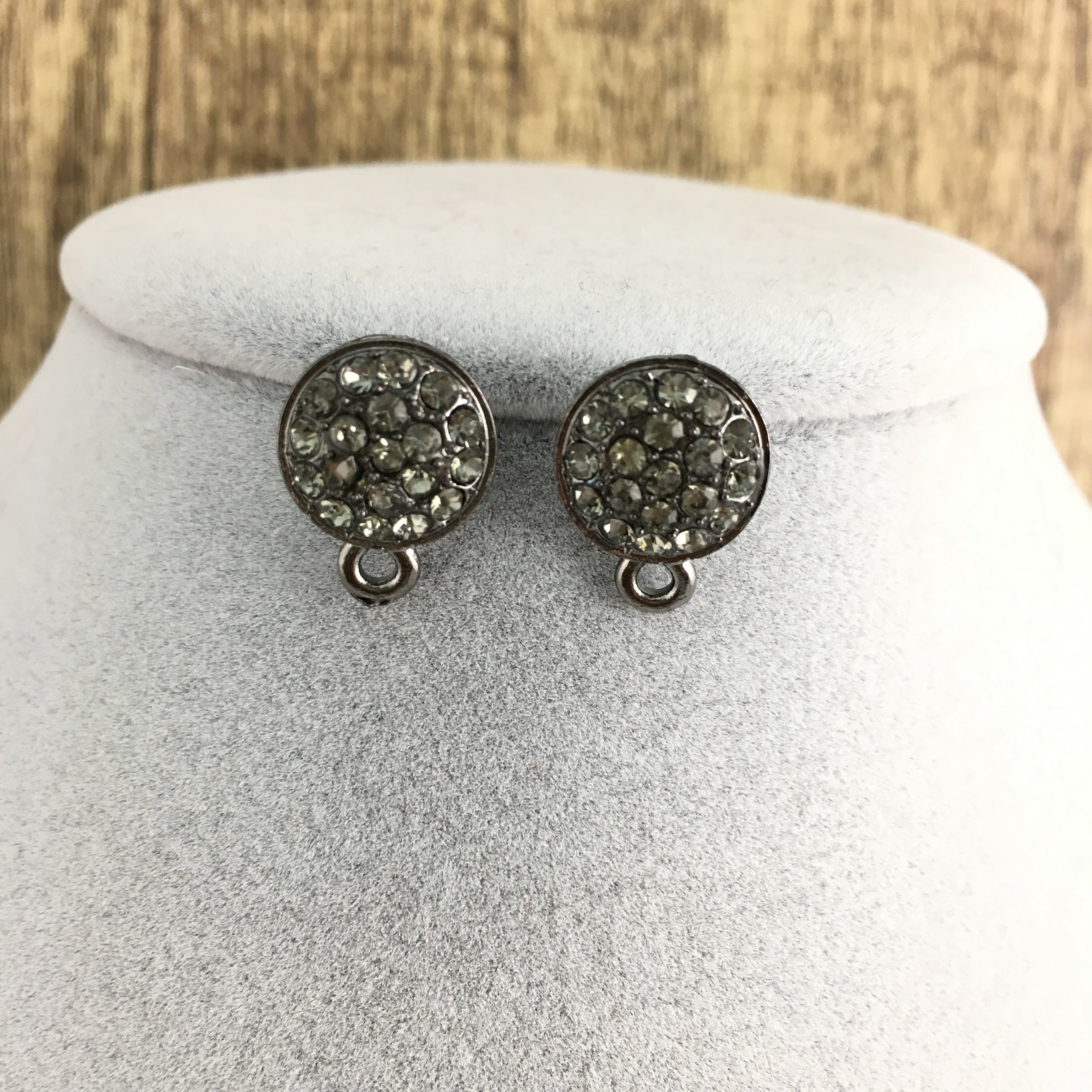 Gunmetal Earring Post with Black Diamond Stones | Bellaire Wholesale