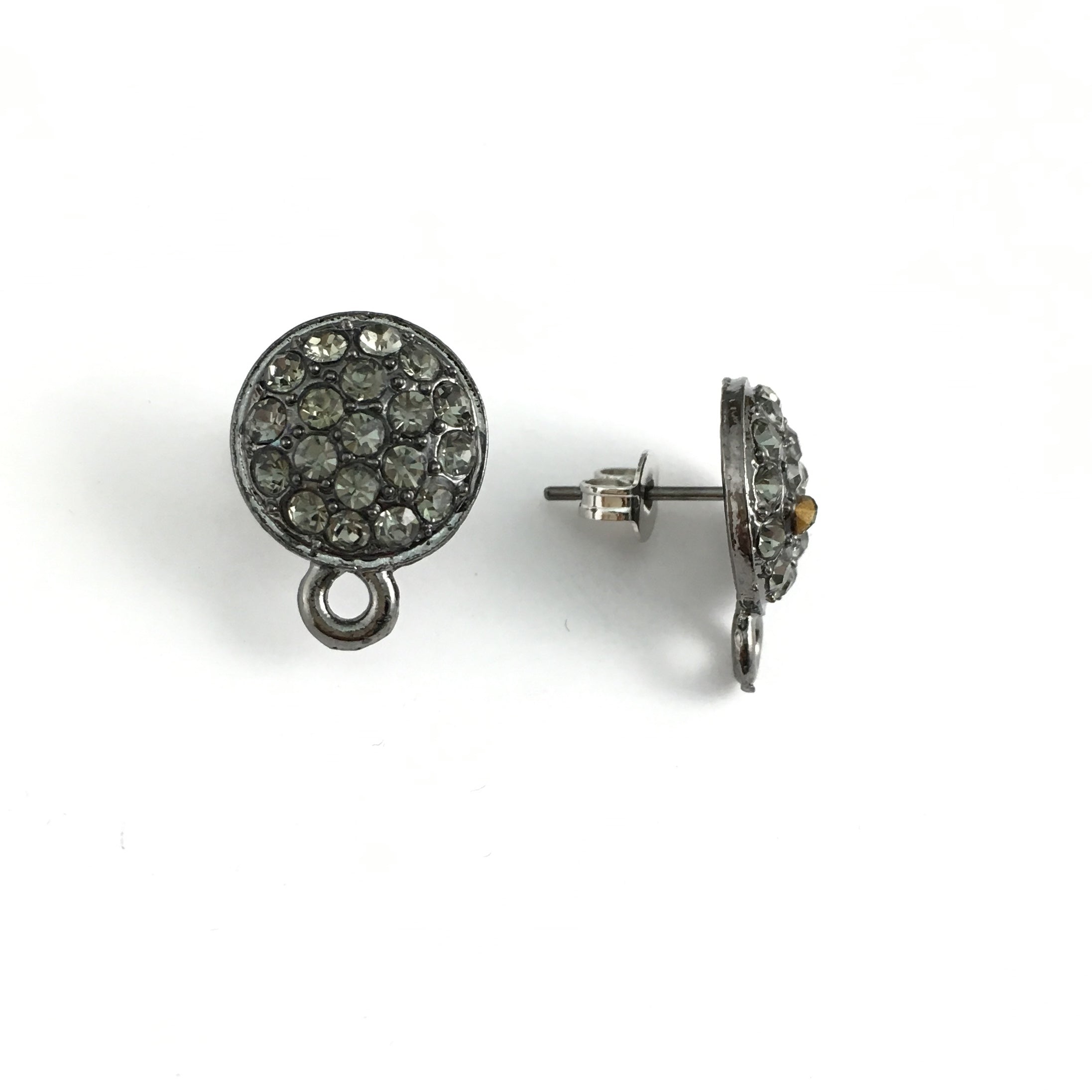 Gunmetal Earring Post with Black Diamond Stones | Bellaire Wholesale
