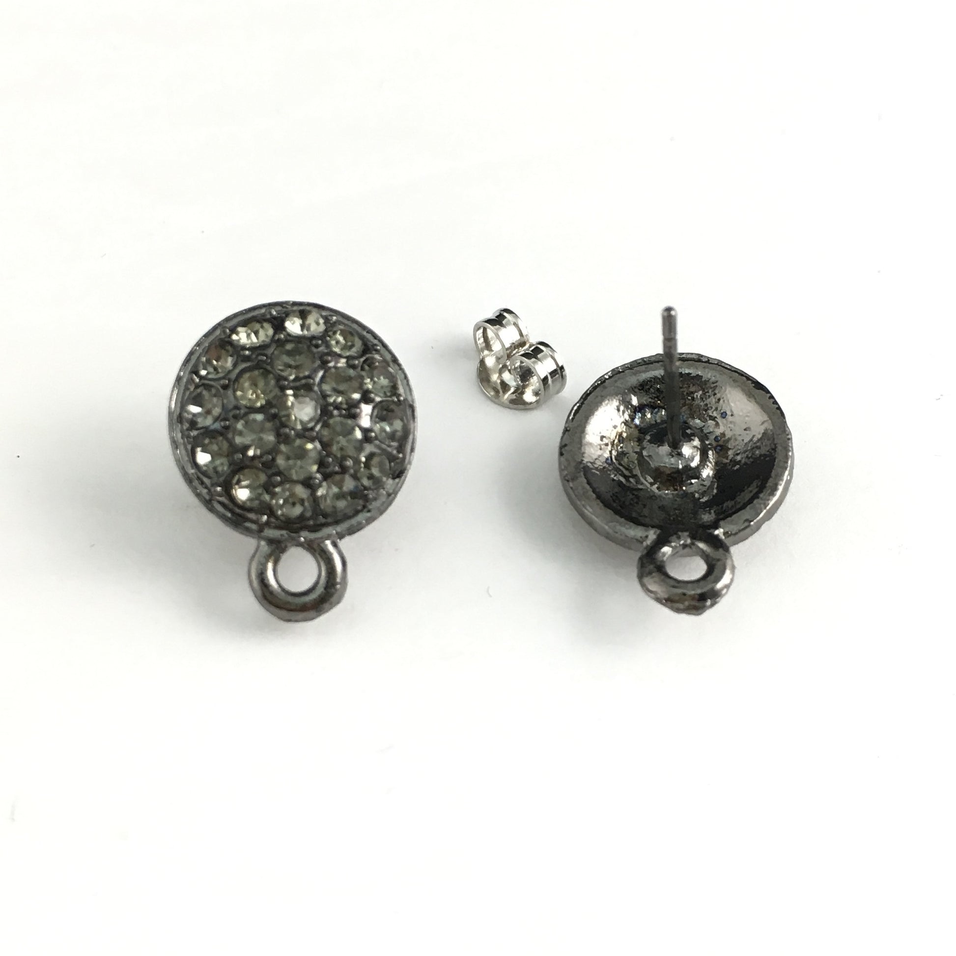 Gunmetal Earring Post with Black Diamond Stones | Bellaire Wholesale