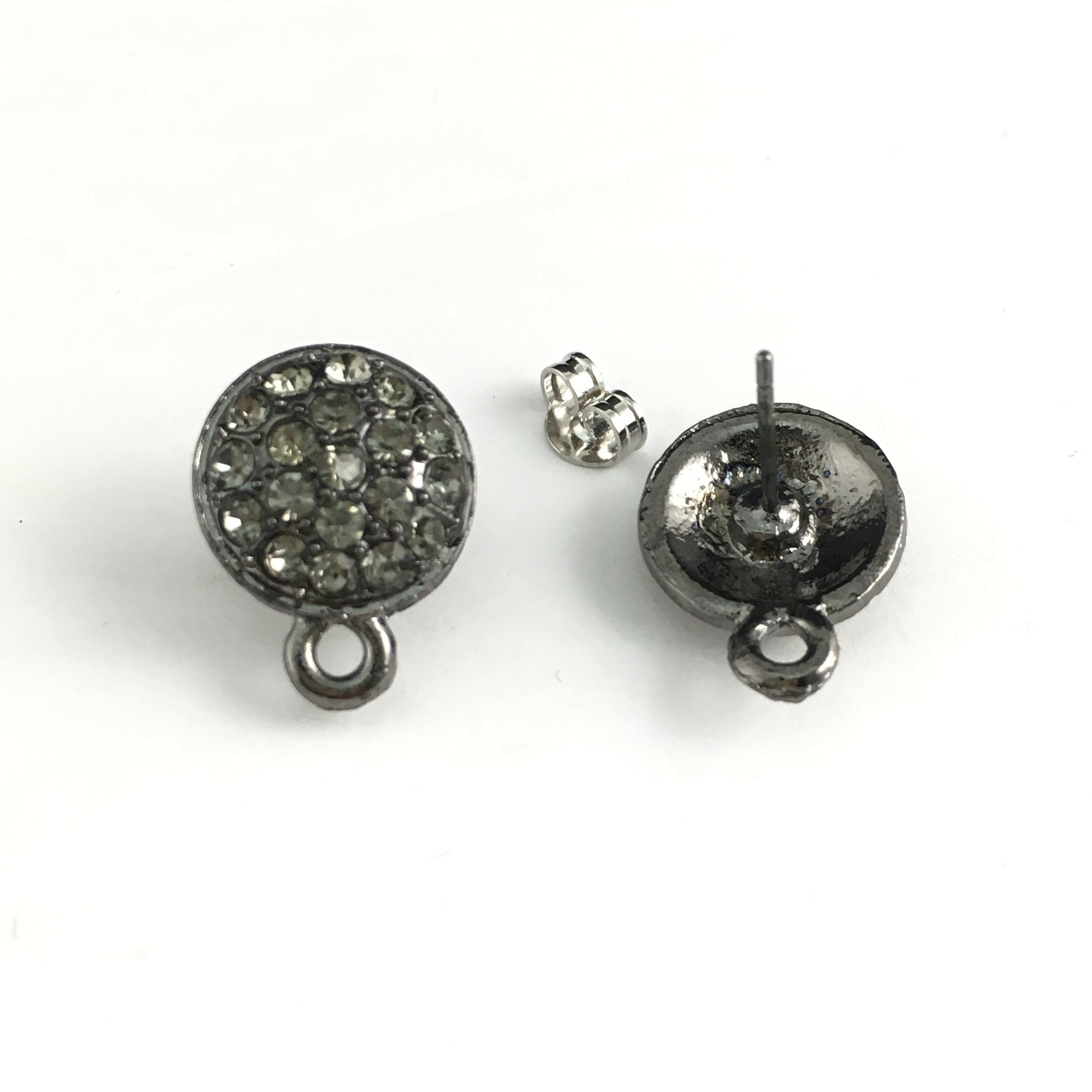 Gunmetal Earring Post with Black Diamond Stones | Bellaire Wholesale