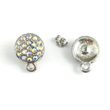 Rhodium Earring Post with AB Stones | Bellaire Wholesale
