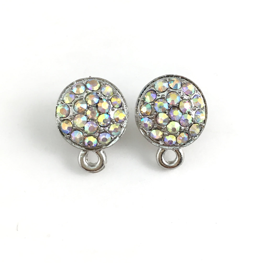 Rhodium Earring Post with AB Stones | Bellaire Wholesale