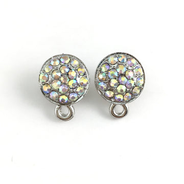 Rhodium Earring Post with AB Stones | Bellaire Wholesale