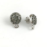 Rhodium Earring Post with Black Diamond Stones | Bellaire Wholesale